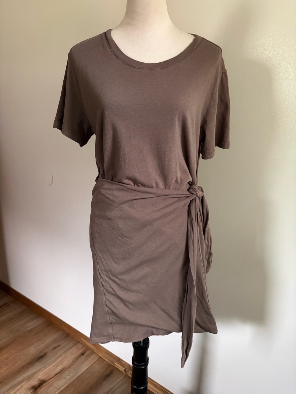 Rails Edie Faux Wrap T-Shirt Dress Canteen Brown 100% Cotton Size Large
